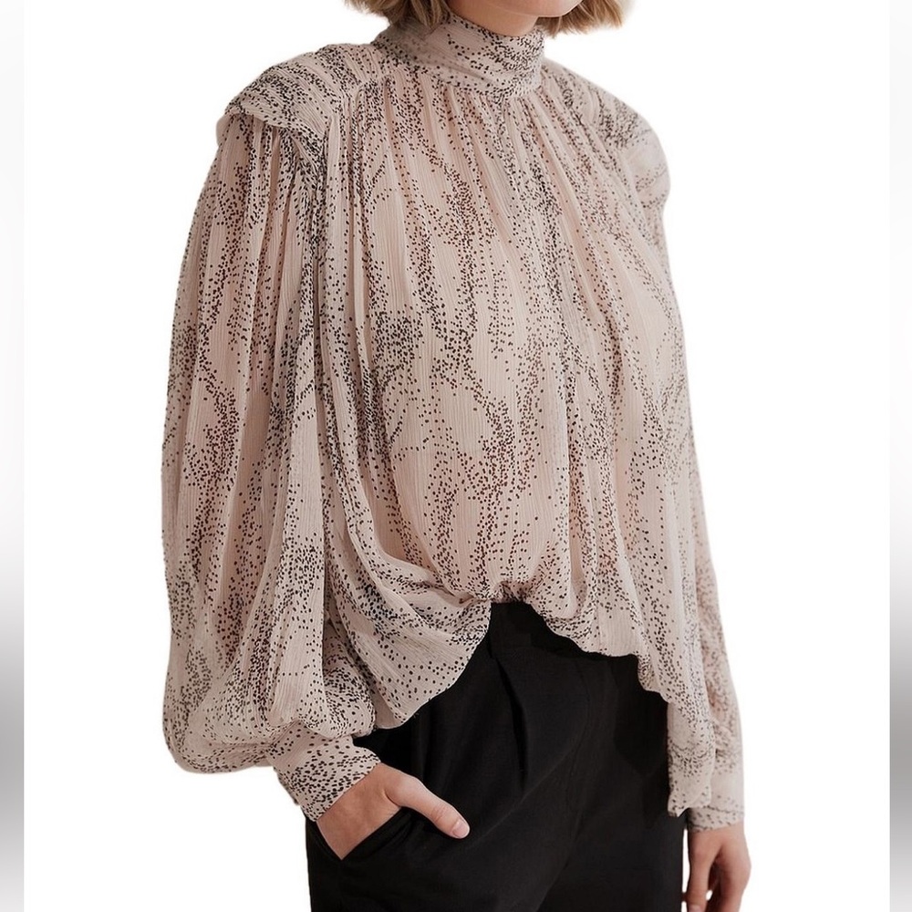 Country Road Spot High Neck Silk Blouse